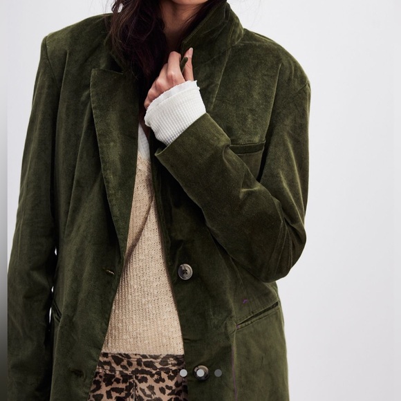 Free People Hailey Velvet Effect Duster - Chive - Small - Picture 2 of 10